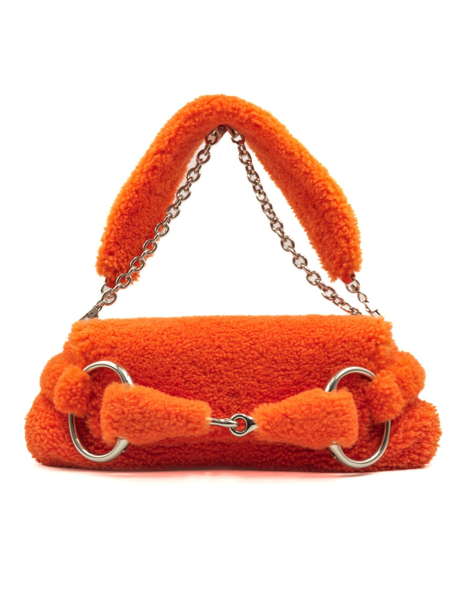Torebka Gucci Horsebit Chain z pomarańczowej wełny merino