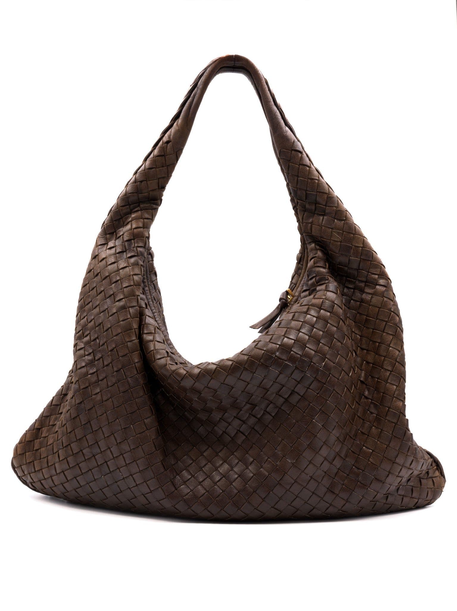 Torebka Bottega Veneta Intrecciato Large Hobo Brązowa