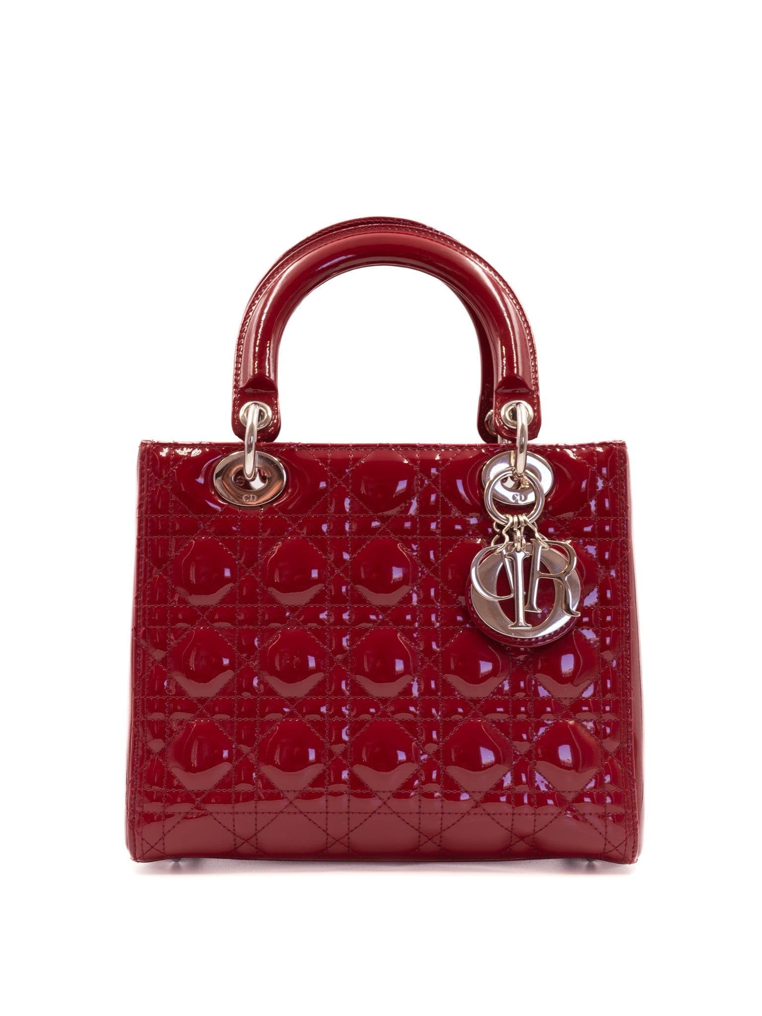 Torebka Lady Dior Medium Red Patent Cannage Calfskin
