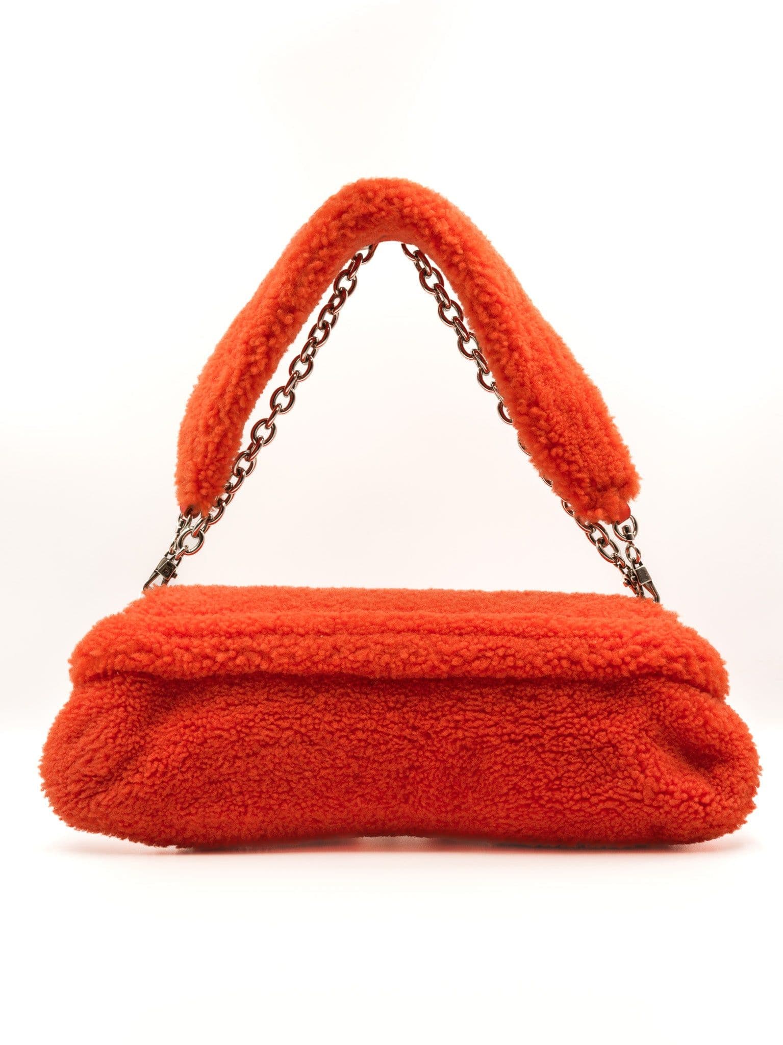 Torebka Gucci Horsebit Chain z pomarańczowej wełny merino