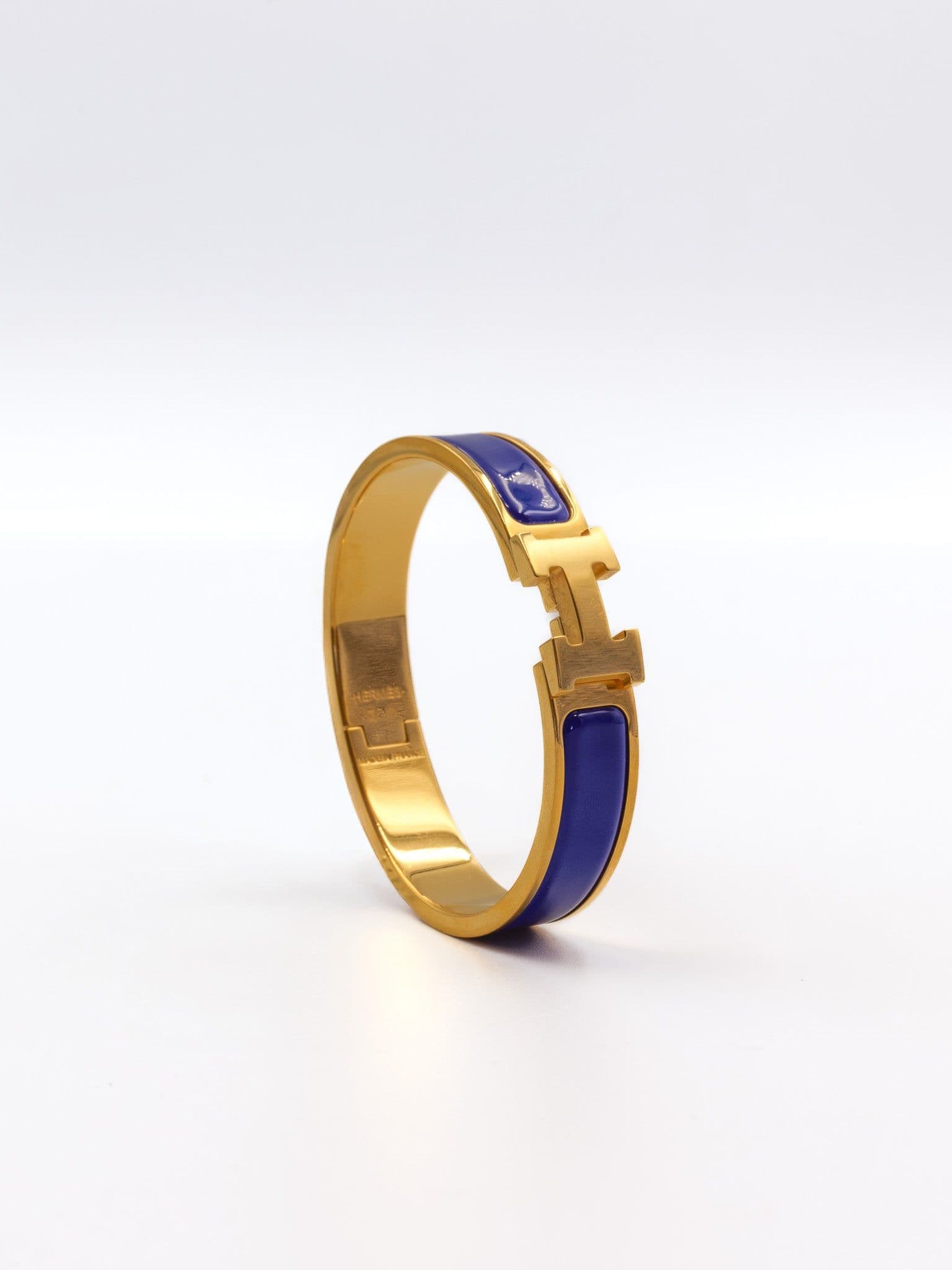 Hermès Clic H złota bransoletka w kolorze Electric Blue
